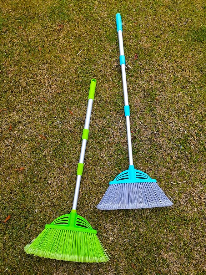 Mini Broom and Dustpan and Telescopic Rod Long Handle Broom, Camping Cleaning Tools, Light Blue