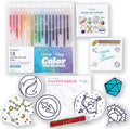 A Brighter Year Large Color The Cosmos Sagittarius Bundle - Adult Mini Coloring Book (3" x 3" - 50 Pages), Post It Notes (50-3” x 3”), Stickers, & Gel Pens - Stress Relief, Mindfulness, Gift, Travel