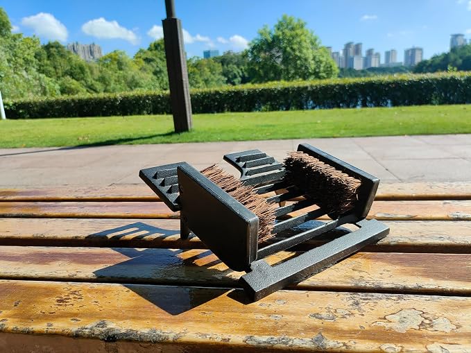 Heavy Duty Outdoor Black Cast Iron Rain Boots Scraper Cleaner Mud Dirt Shoes Brush for Farm Garden Golf Course with Brush On Both Sides