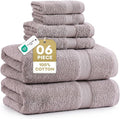 LANE LINEN Towel Set Quick Dry 100% Cotton 6 Piece Soft - Platinum | Cotton Bath Towel Set - Ring-Spun Durability, Ring-Spun Cotton, Terry Weave Comfort, Long-Lasting Comfort, Hotel-Style Look