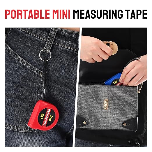 Copkim 50 Pcs 6 FT Mini Tape Measure Retractable Bulk Small Measuring Tape Pocket Size Measurement Tool for Operation Christmas Items Party Favor Gifts Stuffers for Men(Colored)