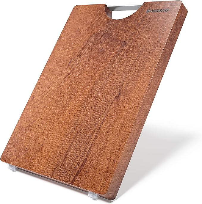 Brosisincorp Sapele Wood Cutting Board One Piece No Glue 14.17"L*9.45"W | Real Solid Whole Single Hardwood, Pre-Oiled Non Toxic No Joint, Reversible Heavy Duty Thick, Edge Grain Without Juice Grooves