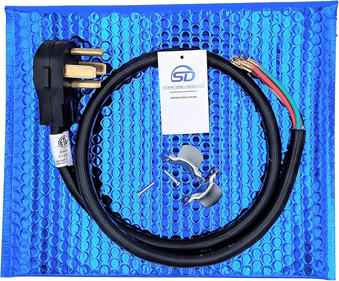 Supplying Demand 10 Foot Clothes Dryer Electrical Power Cord 4 Prong Wire 30 Amp 250 Volt