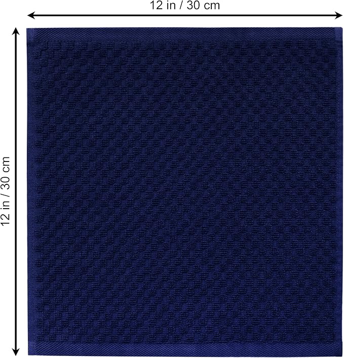 COTTON CRAFT Euro Spa Waffle Wash Cloth - Set of 12 Navy Washcloth | Luxury Face Towel Set - 100% Cotton - Soft Plush Absorbent Low Lint Quick Dry - Gym Shower Beach Bath Kitchen - 12x12 inches
