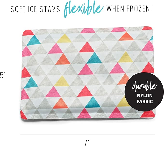 Fit & Fresh Cool Coolers 2 Pack Soft Ice for Lunch Bags, Flexible Stretch Nylon, Durable, Reusable Lunch Box Ice Packs, Soft Ice, Reusable Freezer Packs, Lunch Ice, Easy to Clean, Multi-Colored