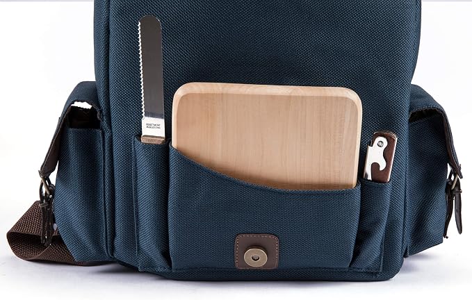 LEGACY - a Picnic Time brand Moreno 3-Bottle Wine & Cheese Tote, Padded Wine Carry Tote Bag with Handle and Adjustable Shoulder Strap, (Navy Blue)