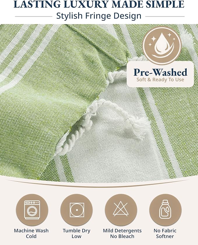 LANE LINEN Turkish Towels 6 Pcs, Beach Towels Oversized, Soft - Beach Party | Pre-Washed Pool Towel - 39"x71", Vacation Essential - Machine Washable, Travel & Camping - Reinforced Hems, Super Absorbent