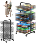 Art Drying Rack with 40 Removable Shelves, Mobile Metal Paint Drying Stand with Lockable Wheels, Functional Canvas Rack Art Storage for Artwork in Classrooms, Art Studios and Schools, Black