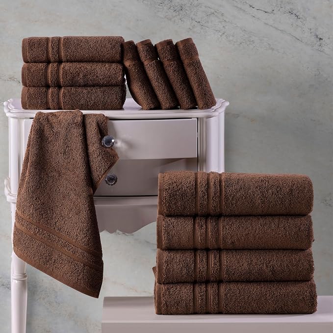 Hawmam Linen Brown Bath Towels 4 Pack Soft and Absorbent, Premium Quality Perfect for Daily Use 100% Cotton Towel 600 GSM