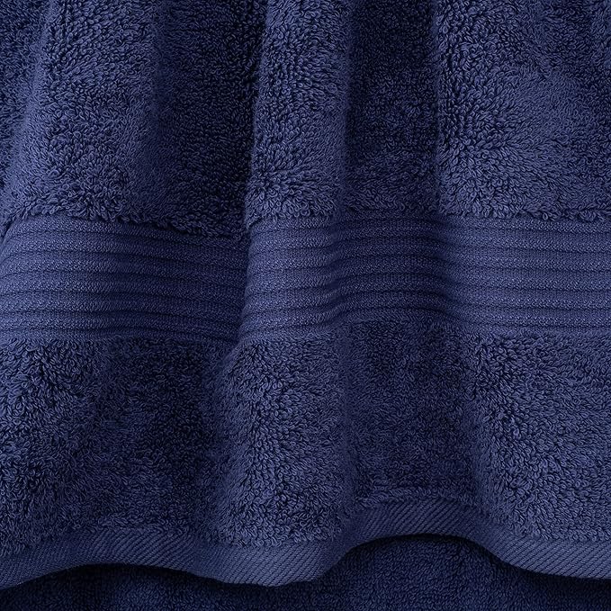 Cotton Paradise 100% Cotton Turkish Towel Set, Soft Absorbent Quick Dry, 4 Piece Bath Towel Set, Navy Blue