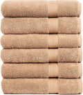 Pleasant Home Bath Towels Set of 6 (24” x 50”) 100% Cotton, 515 GSM | Lightweight, Soft & Highly Absorbent Luxury Towels for Bathroom | for Gym, Pool & Spa | 6 Pack, Mocha