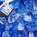 NUPICK 5 Pound Fire Glass, 1/2 Inch Reflective Fire Pit Glass | Tempered Fire Pit Rocks for Propane or Natural Gas, Glass Rocks for Fire Pit Table, Fireplace, Fire Bowl, Blue and White Mix