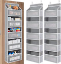 JARLINK Over the Door Organizer for Pantry, Bathroom, 5 Shelf Grey, 2 Pack | Anti-Tilt Design, 44 lb Load Capacity, Hanging Door Organizer with 5 Large Capacity Pockets, Behind Door Storage for Nursery