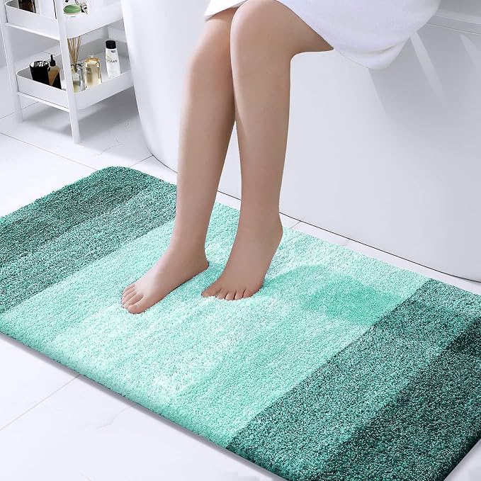 OLANLY Bathroom Runner Rugs Mat 47x24, Extra Soft Absorbent Microfiber Bath Rugs, Rubber Backing, Quick Dry, Long Bath Mats for Bathroom, Tub and Shower, Home Decor Accessories, Blackish Green
