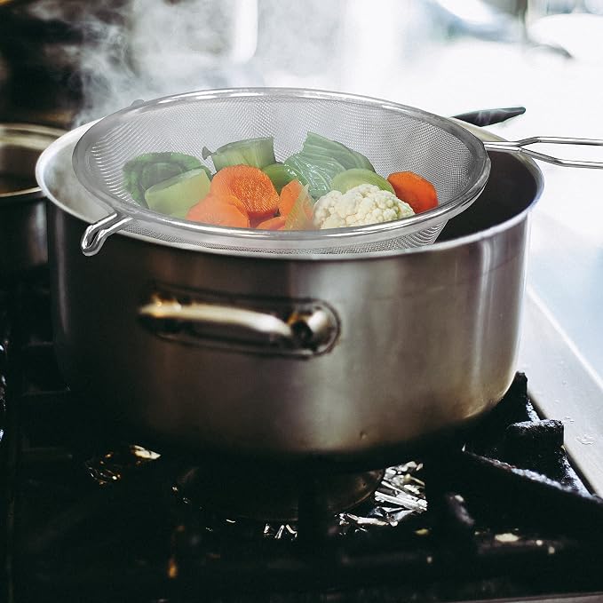 G+ Life Stainless Steel Sieve Set (Diameter 6 Inch) - Fine Mesh Food Strainer, Flour Colander Sieve Sifter with Handle - Ideal for Rinsing, Draining, Filtering, and Straining Various Food Ingredients