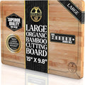 Deer & Oak Large Bamboo Cutting Board 15 x 9.8 x 0.8 Inch, Pre-Oiled | Water resistant and knife friendly · For meat and vegetables in the kitchen