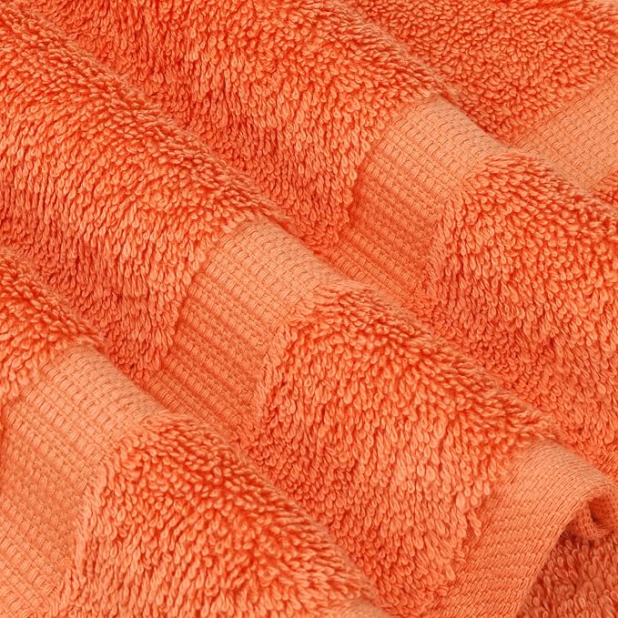 Chakir Turkish Linens 4 Piece Washcloth Set, 100% Cotton Luxury Turkish Washcloths for Bathroom, Soft Absorbent Washcloths, 13 x 13 Inches, Coral