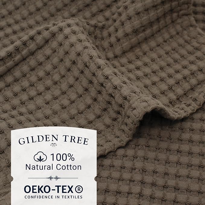 GILDEN TREE Waffle Bath Towels Wash Cloths for Showering, Exfoliating Washcloth Quick Dry Towel, Face Towels for Washing Face Cotton Washcloths Set of 4, Modern Style (Stone)