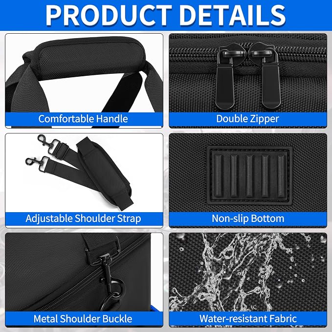 IBVIVIC Cable File Bag With Adjustable Dividers Dj Gig Bag for Cables, Cords,DJ Gear,Sound Instrument and Accessories 16L x 11W x 12H inch, Blue