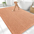 OLANLY Large Bathroom Rugs 70x46, Extra Soft Absorbent Chenille Bath Rugs, Rubber Backing Quick Dry, Machine Washable Bath Mats for Bathroom Floor, Tub and Shower, Home Decor Accessories, Peach