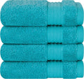 Cotton Paradise 100% Cotton Turkish Towel Set, Soft Absorbent Quick Dry, 4 Piece Washcloth Set, Ocean Aqua