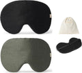 2-Pack Linen Eye Sleep Mask Oversized for Sleeping • Organic Oeko-TEX Standard • Blackout Eye Shade Cover • Adjustable Strap • Breathable Travel Meditation Essential •Gift idea Woman Man (Black+Pine)