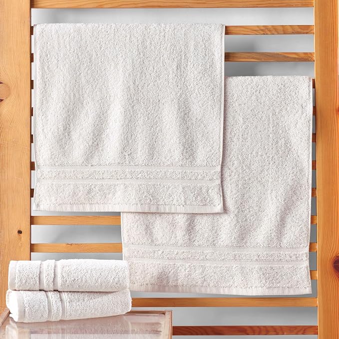 Hawmam Linen Sea Salt Cream Hand Towels 4 Pack Turkish Cotton Premium Quality Soft and Absorbent Small Towels for Bathroom
