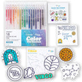 A Brighter Year Large Color The Cosmos Virgo Bundle - Adult Mini Coloring Book (3" x 3" - 50 Pages), Post It Notes (50-3” x 3”), Stickers, & Gel Pens - Stress Relief, Mindfulness, Gift, Travel