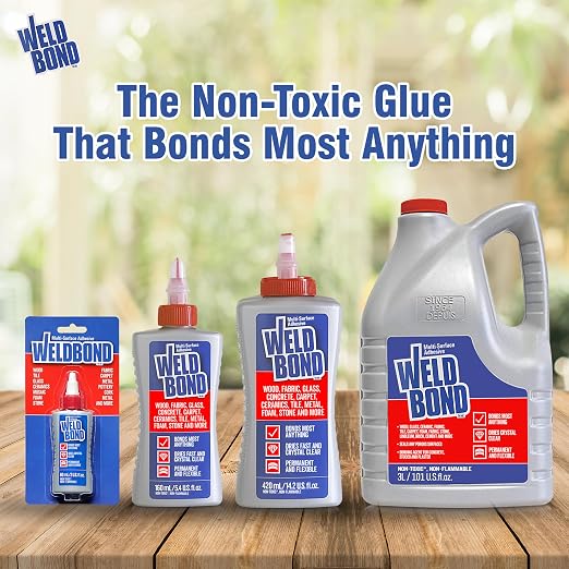 Multi-Surface Non-Toxic Adhesive Glue. Bonds Most Anything ! Glue Gallon for Wood Glue or Crafts Fabric Glass Mosaic Carpet Ceramic Tile Cement Metal Stone & More. 101 oz - 3L - 2Pack