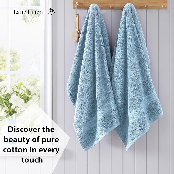 LANE LINEN Towel Set Soft Absorbent Quick Dry 100% Cotton 4 Piece - Allure | Cotton Bath Towels - Lightweight & Breathable, Fade-Resistant Color, Classic Terry Weave, Densely Woven, Coordinated Colors