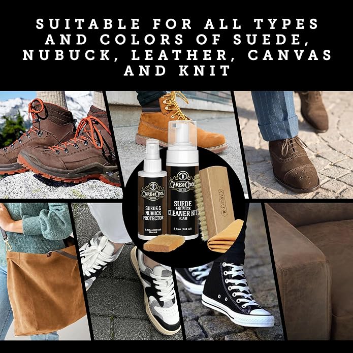 Care & Cool Ultimate Suede & Nubuck Care Kit: Helps Clean, Restore & Protect Against Water & Stains. The Complete 6-Piece System to Keep Your Favorite Shoes, Boots, Bags & Jackets Looking Fresh.