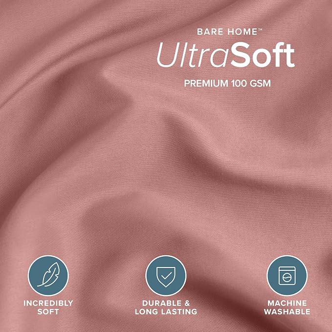 Bare Home Bedding Duvet Cover Queen Size - Premium 1800 Super Soft Collection - Lightweight, Cooling - Soft Breathable Bedding Duvet Cover (Queen, Dusty Rose)