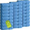 White Classic Wealuxe Light Blue Washcloths 24 Pack - 600 GSM 100% Ring-Spun Cotton Wash Cloths for Showering, Highly Absorbent and Soft | 12x12 Inches