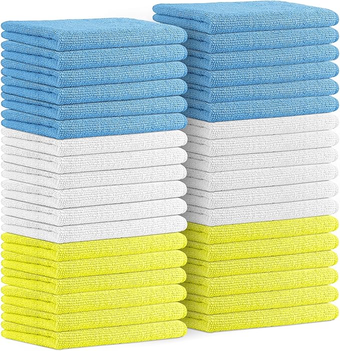 Avalon Towels Microfiber Cleaning Cloths (Value Pack of 36) - Size 16 x 16 Inches, Highly Absorbent Cleaning Rags, Lint Free, Reusable and Washable, Microfiber Towels for Cars