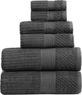 Springtree Home 100% Cotton Bath Towel Set | 6-Piece Set | Textured | Black | Absorbent & Quick-Dry Bathroom Towels | Textured and Durable Cotton Towels for Bathroom | OEKO-TEX | Krista Collection
