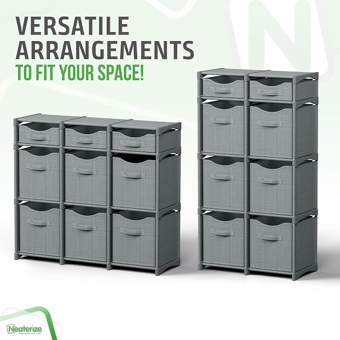 Cube Storage Organizer with 9 Storage Bins Included – Storage Cubes for Home Organization, Toy Storage, Office Storage, Living Room Storage, and General Storage Solution (Grey)