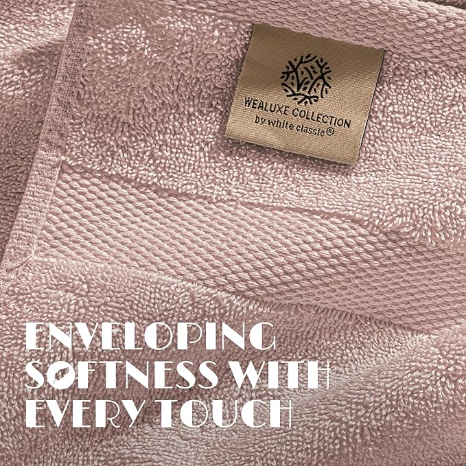 White Classic Pink Bath Towels 27x54 Inch, Cotton Towel Set for Bathroom, Hotel, Gym, Spa, Soft Extra Absorbent Quick Dry 4 Pack