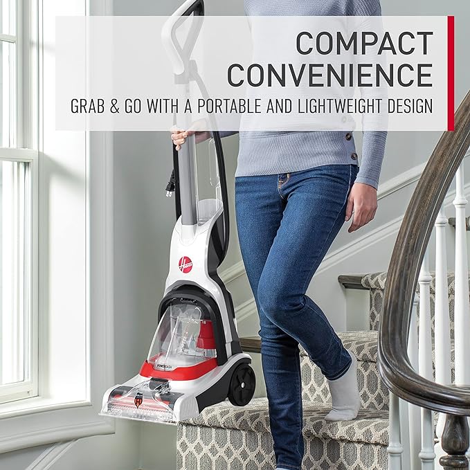 Hoover PowerDash Pet+ Compact Carpet Cleaner, Lightweight Carpet Shampooer | Heatforce Faster Drying, Pet Brush Roll, Use with a Carpet Cleaner Solution for a Bright, Refreshed Home