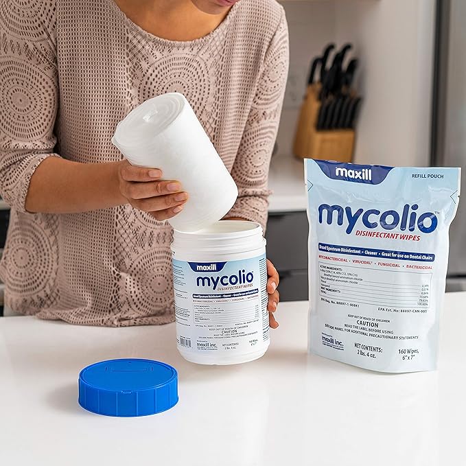Mycolio Hospital Grade Disinfectant Wipes - 6" x 7” - Disinfecting Antibacterial Sanitizing Cleaning Wipes - 6 canisters, 960 Wipes