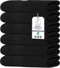 Medium Size Bath Towels Set of 6 – 100% Cotton Terry – 24" x 48" – Quick Dry, Soft & Highly Absorbent – Black Towels for Bathroom, Gym, Spa, Pool & Daily Use