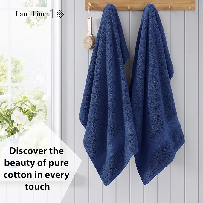 LANE LINEN Bath Sheet Set 100% Cotton 2 Pack Oversized Soft - Navy | Oversized Bath Towels - Coordinated Colors, Everyday Durability, OEKO-TEX Certified, Ring-Spun Durability, Generously Sized