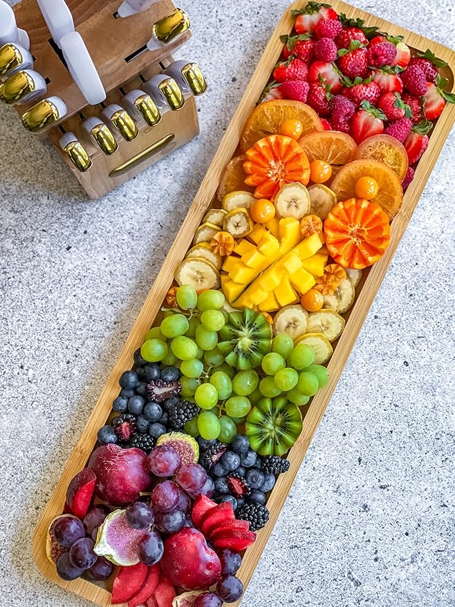 FARBERWARE Rectangular Build-a-Board Cutting Board with Single Compartment and Clear Locking Lid for Charcuterie, Snacks, and More, Bamboo