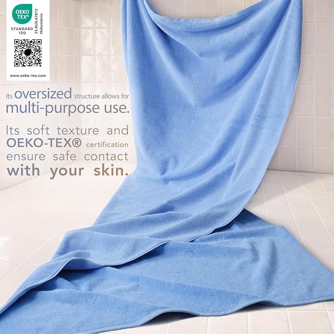 Cotton Paradise 100% Cotton Turkish Towel, Soft Absorbent Quick Dry, 40x80 Oversized Bath Sheet Towel, Sky Blue