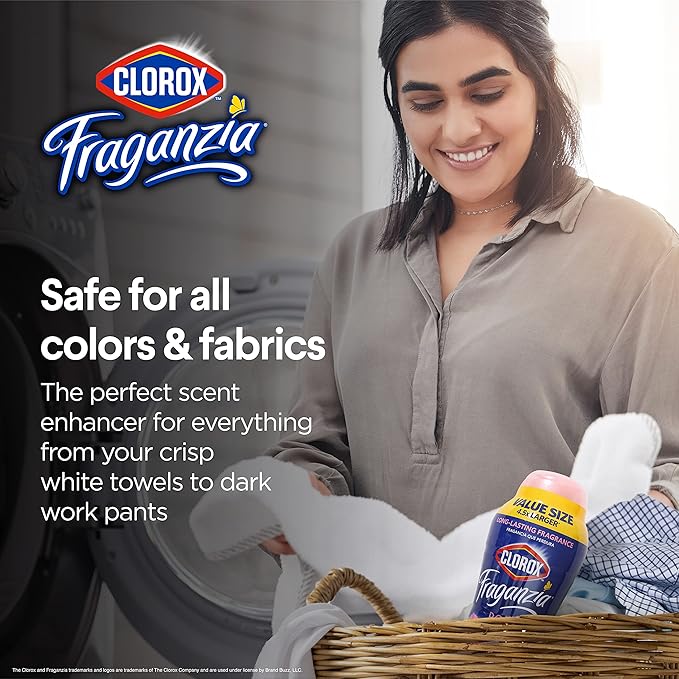 Clorox Fraganzia Laundry Scent Booster Crystals, In-Wash Fragrance Beads for Fresh-Smelling Clothes & Linens, Safe for All Fabrics & Colors, Easy-Pour Bottle, Rose Scent, 70 Oz