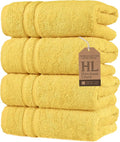 Hawmam Linen Yellow Hand Towels 4 Pack Turkish Cotton Premium Quality Soft and Absorbent Small Towels for Bathroom
