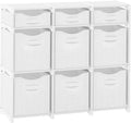 Cube Storage Organizer with 9 Storage Bins Included – Storage Cubes for Home Organization, Toy Storage, Office Storage, Living Room Storage, and General Storage Solution (White-Grey)