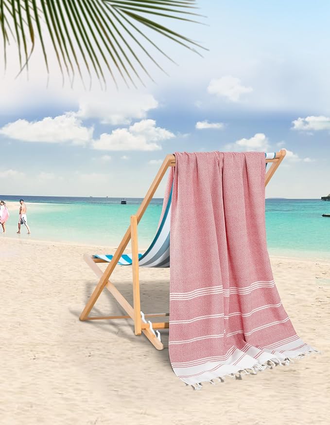LANE LINEN Extra Large Beach Towel, Beach Towels Oversized, Soft - Hibiscus | Pre-Washed, Quick Dry Pool Towels - 39"x71", Vacation Essential - Travel & Camping, Machine Washable - Super Absorbent, Soft