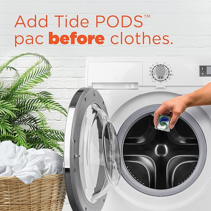 Tide PODS laundry detergent pacs, 3-in-1 Stain Remover, Odor Fighter, Color Protector, 57 Count, HE compatible, Clean Breeze Scent