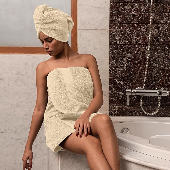 HERCULEAN Large Bath Towels 24 x 50 Pack of 6 | Quick Dry and Highly Absorbent | 100% Cotton Terry Towels for Bathroom - Perfect for Shower - Pool and Spa - Luxury Soft Towels - Beige