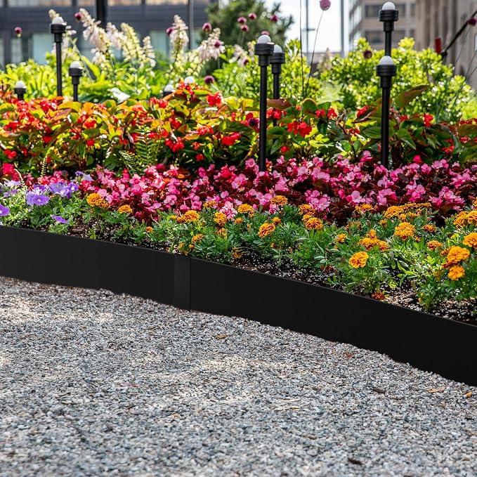 8" Metal Edging for Landscaping, 40" 6 Pack Garden Edging | Steel Landscape Edging with 7 Clips, Hammer-in Flexible Lawn Edging, No Dig Edging, Metal Edging for Pathway, Yard